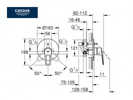 MEDIDAS MONOMANDO DUCHA EMPOTRADO BAULOOP GROHE